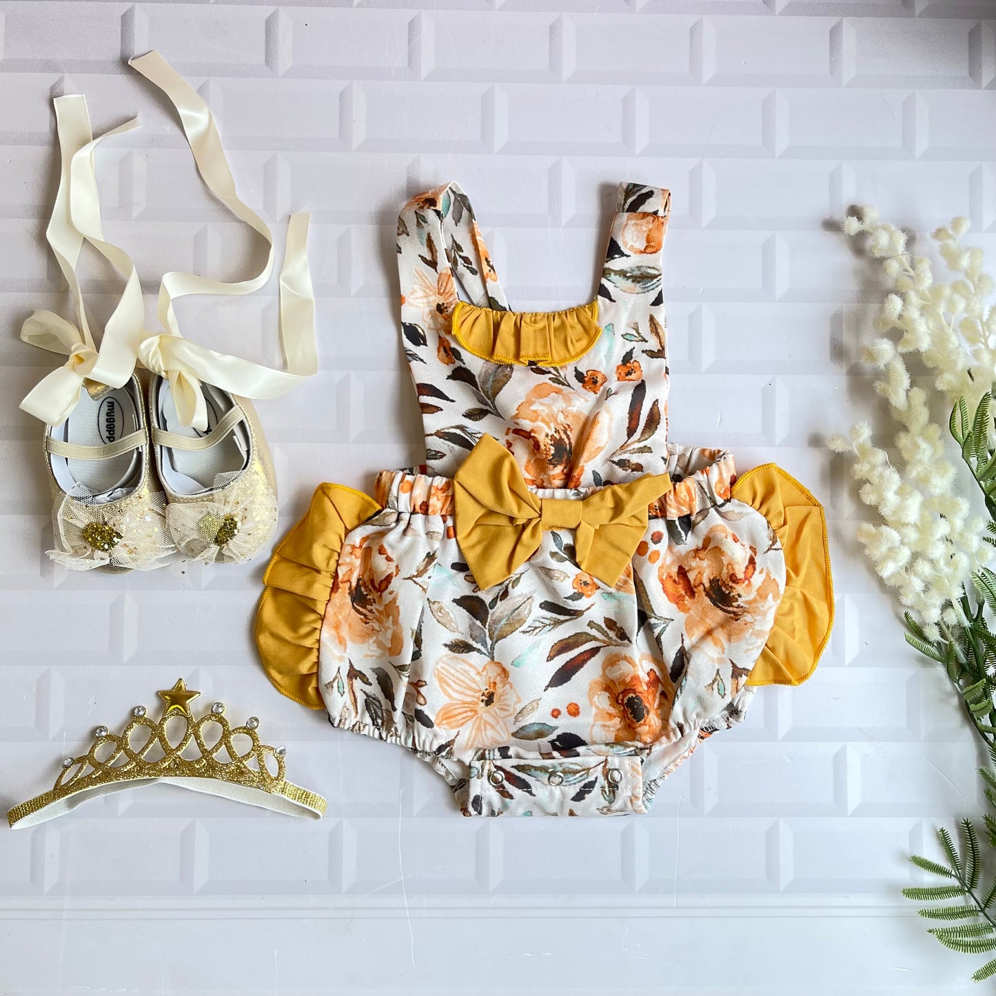 Mary Jane Mustard Romper