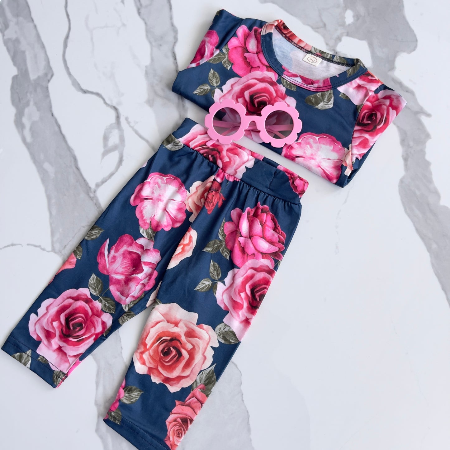L/S Navy Floral Set