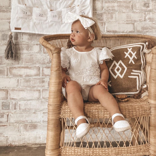 Snow Lace Romper + Headband
