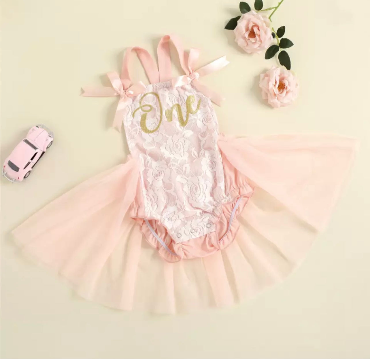 “One” lace romper