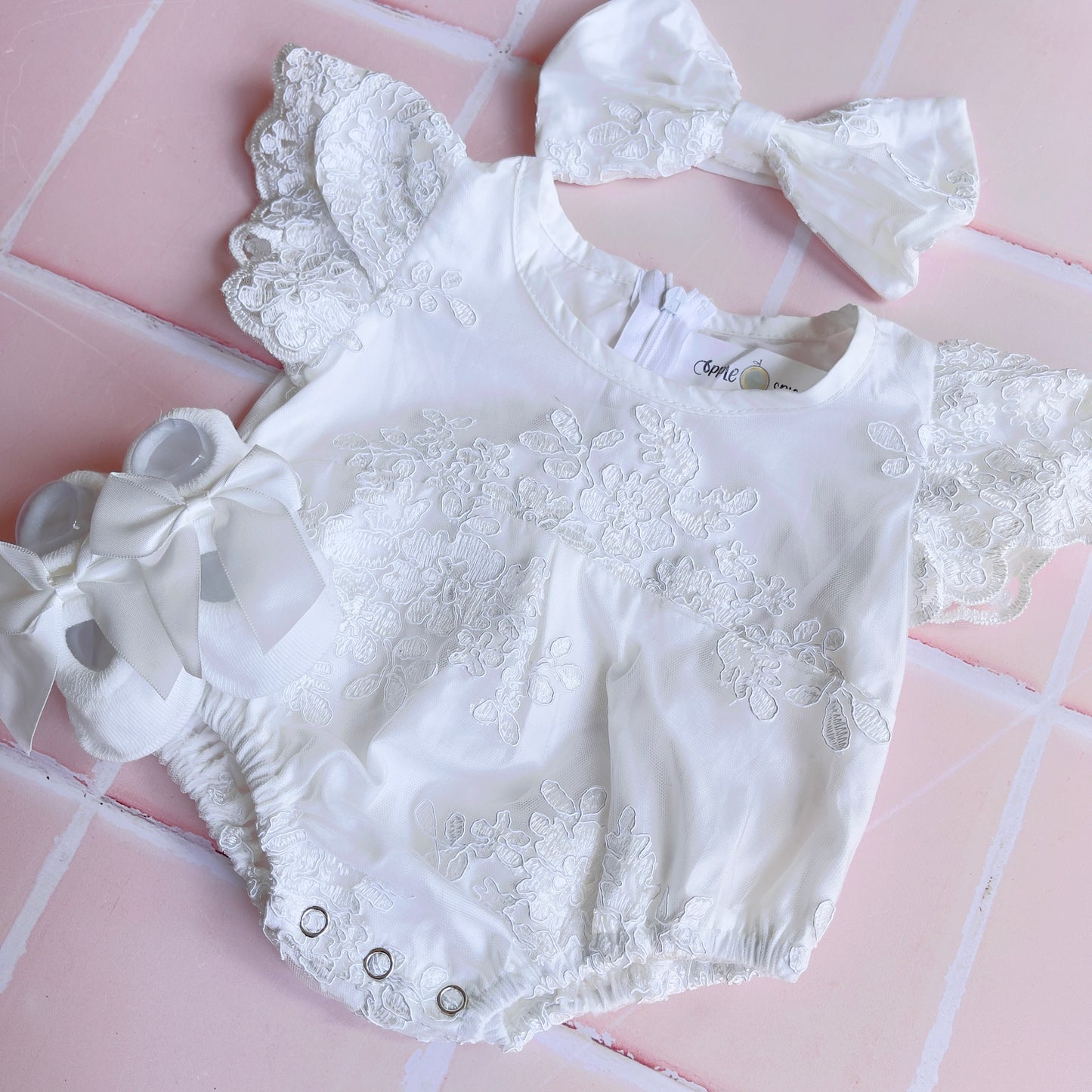Snow Lace Romper + Headband
