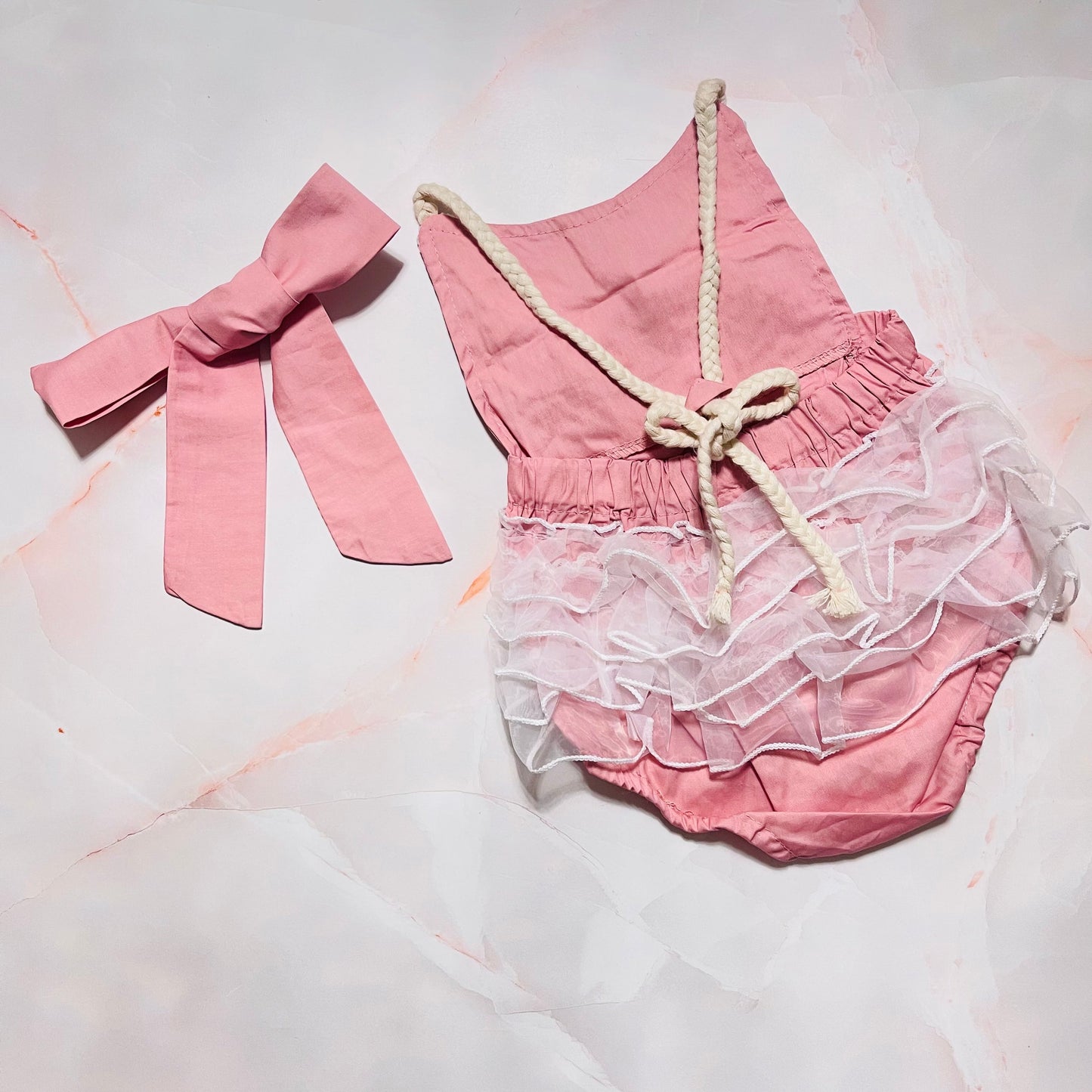 Ruffle bottom Romper + Headband