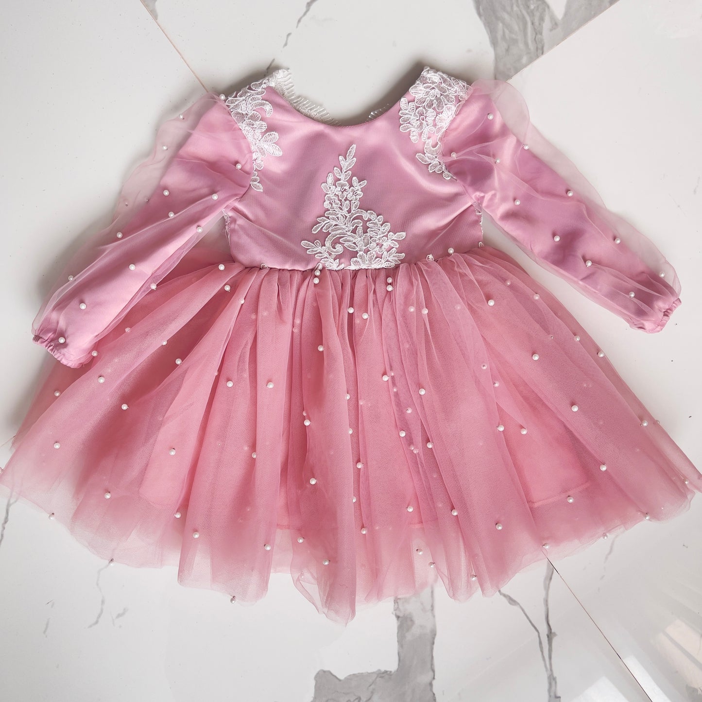 Pink Pearl & Lace Dress