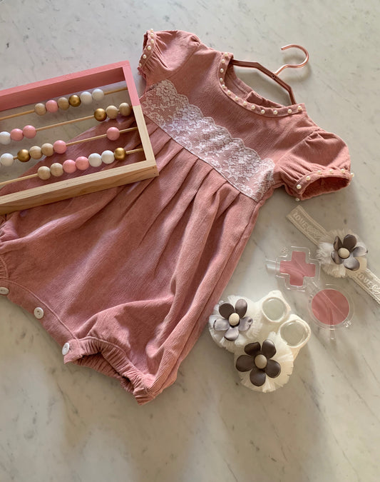 Pink Pearl Corduroy Romper