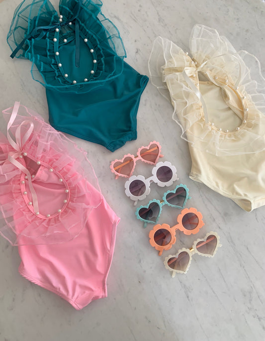 Pearl Ruffle Swimming Costume