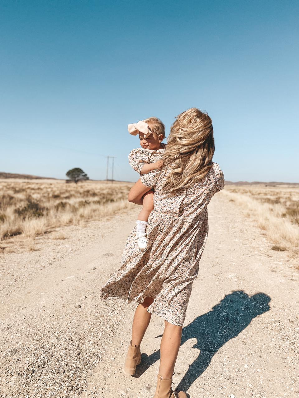 Nude Pink Floral Mom & Me Dress