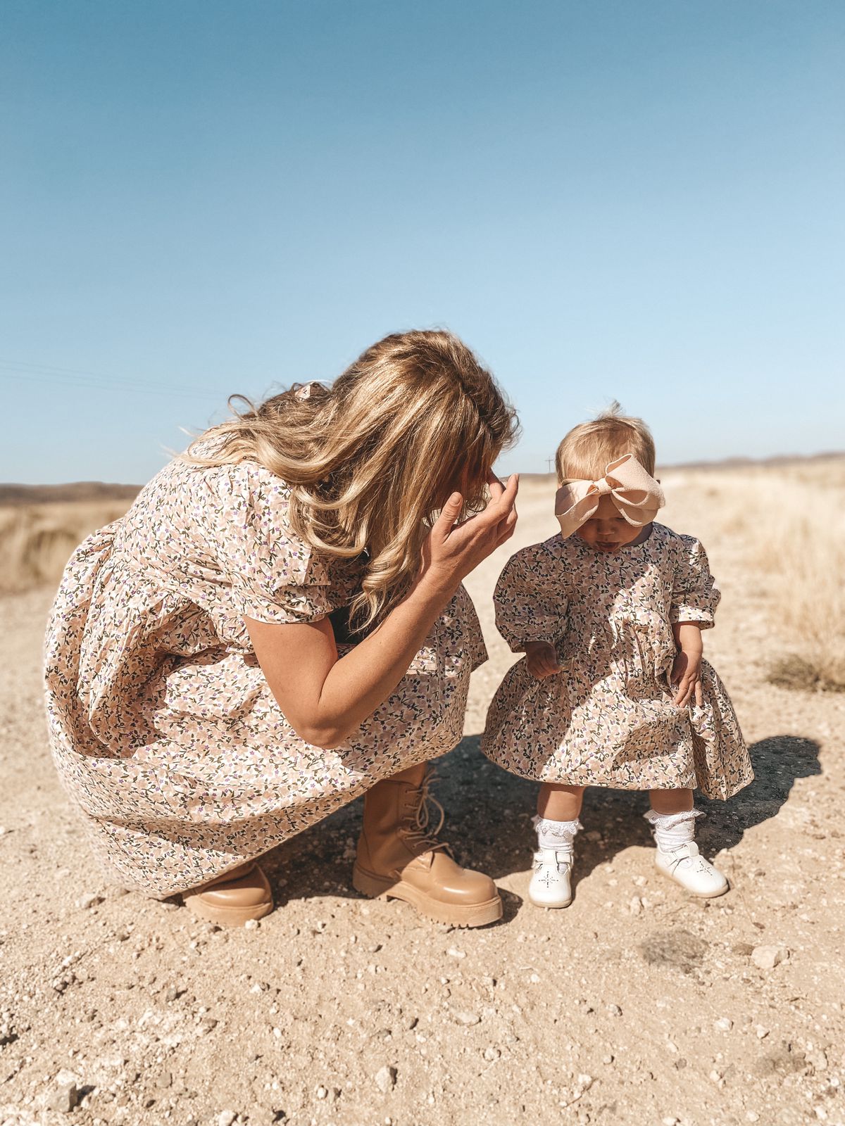 Nude Pink Floral Mom & Me Dress