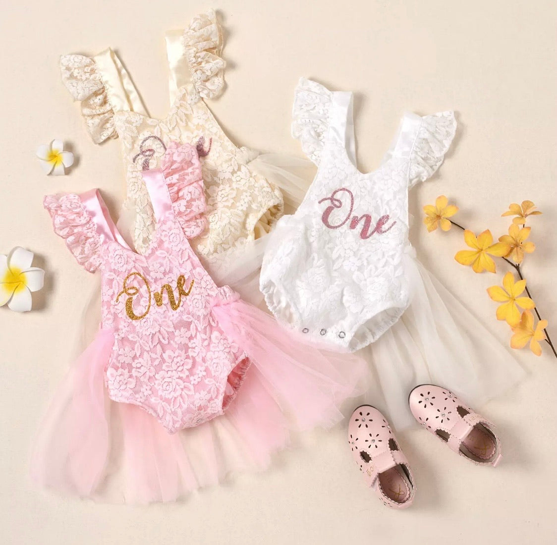 “One” Lace Romper