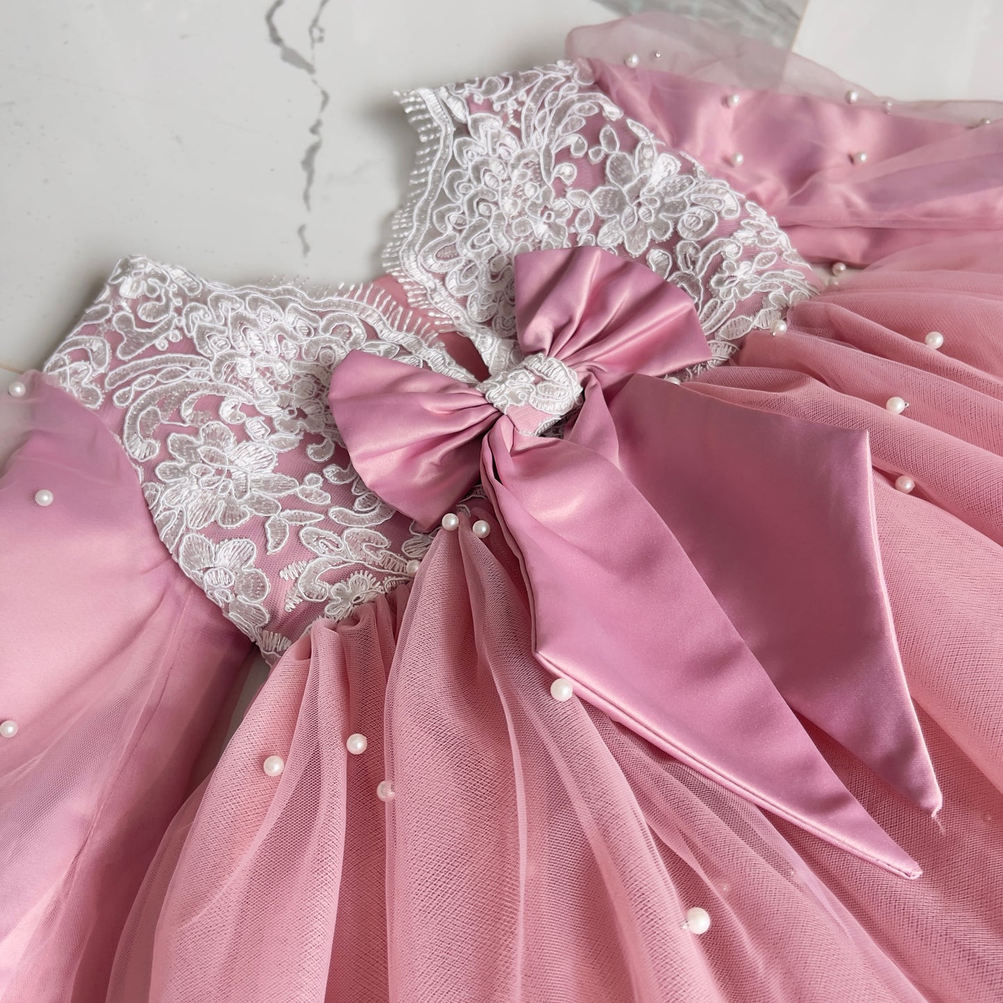Pink Pearl & Lace Dress