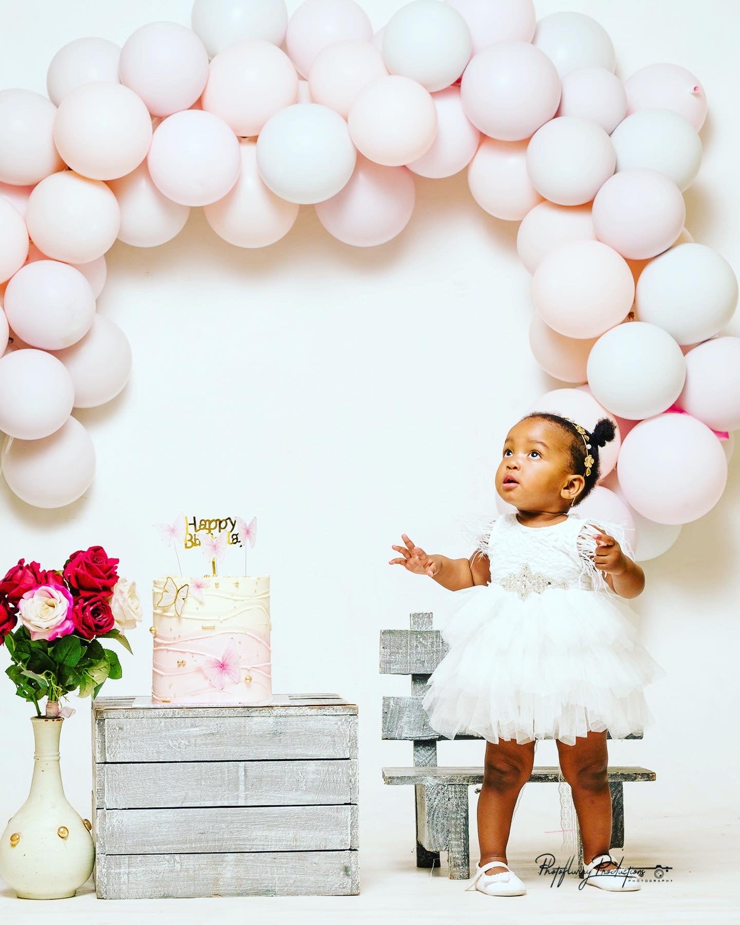 White tulle feather dress