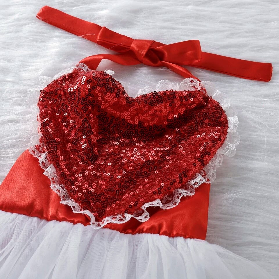 Sequins Heart Dress Romper