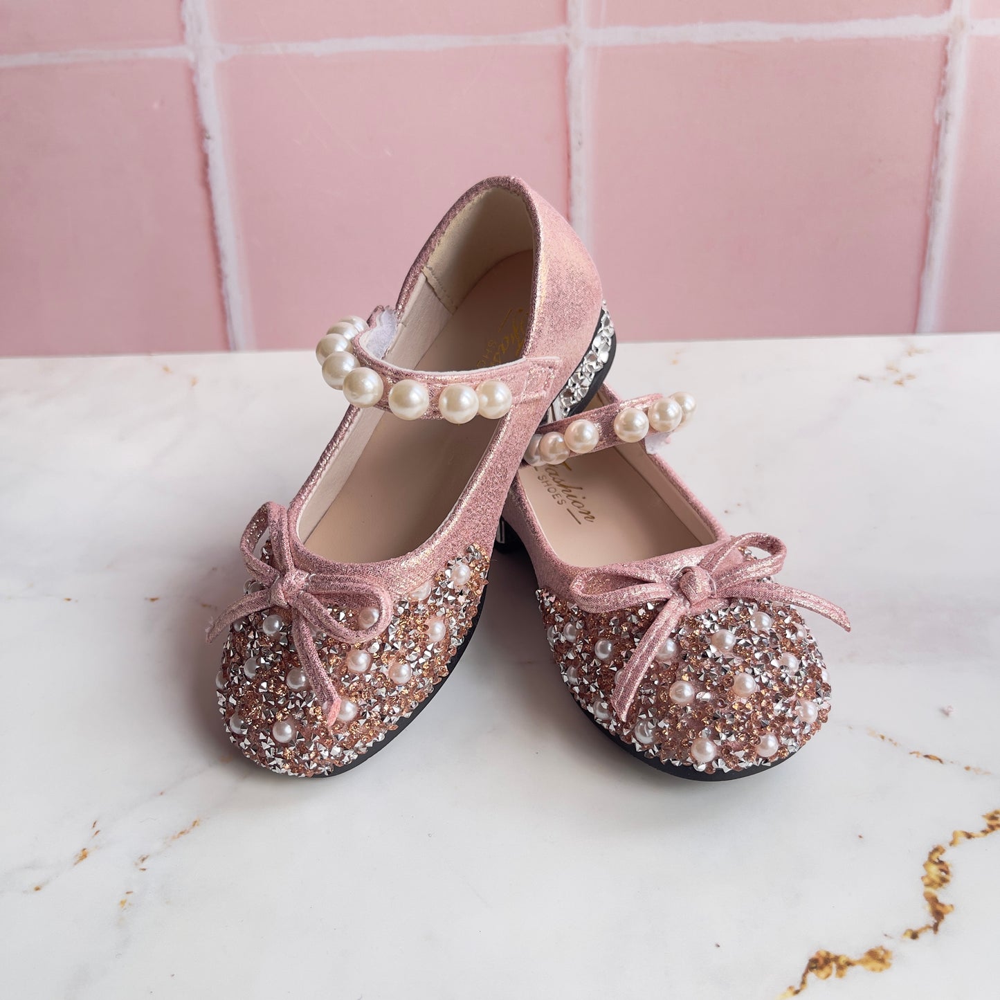 Pink & Rose Gold Pearl Shoes