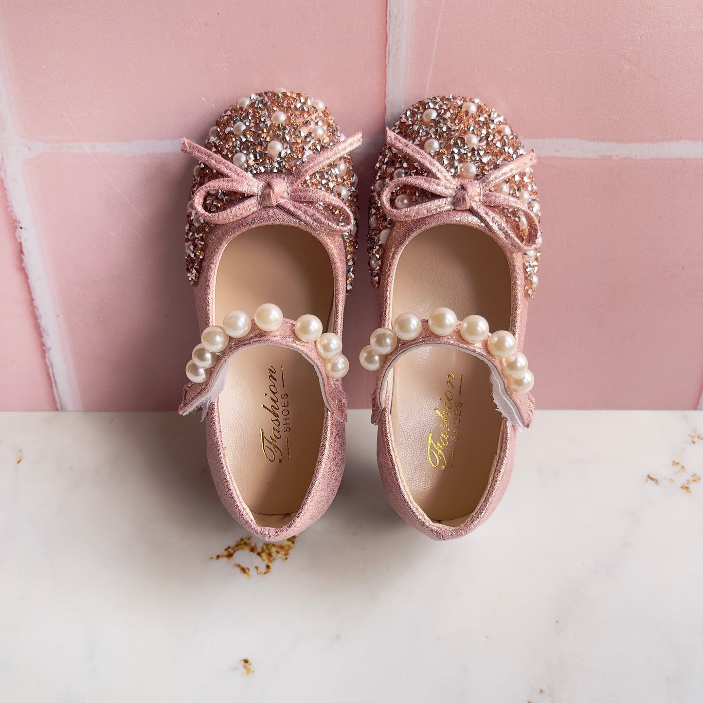 Pink & Rose Gold Pearl Shoes