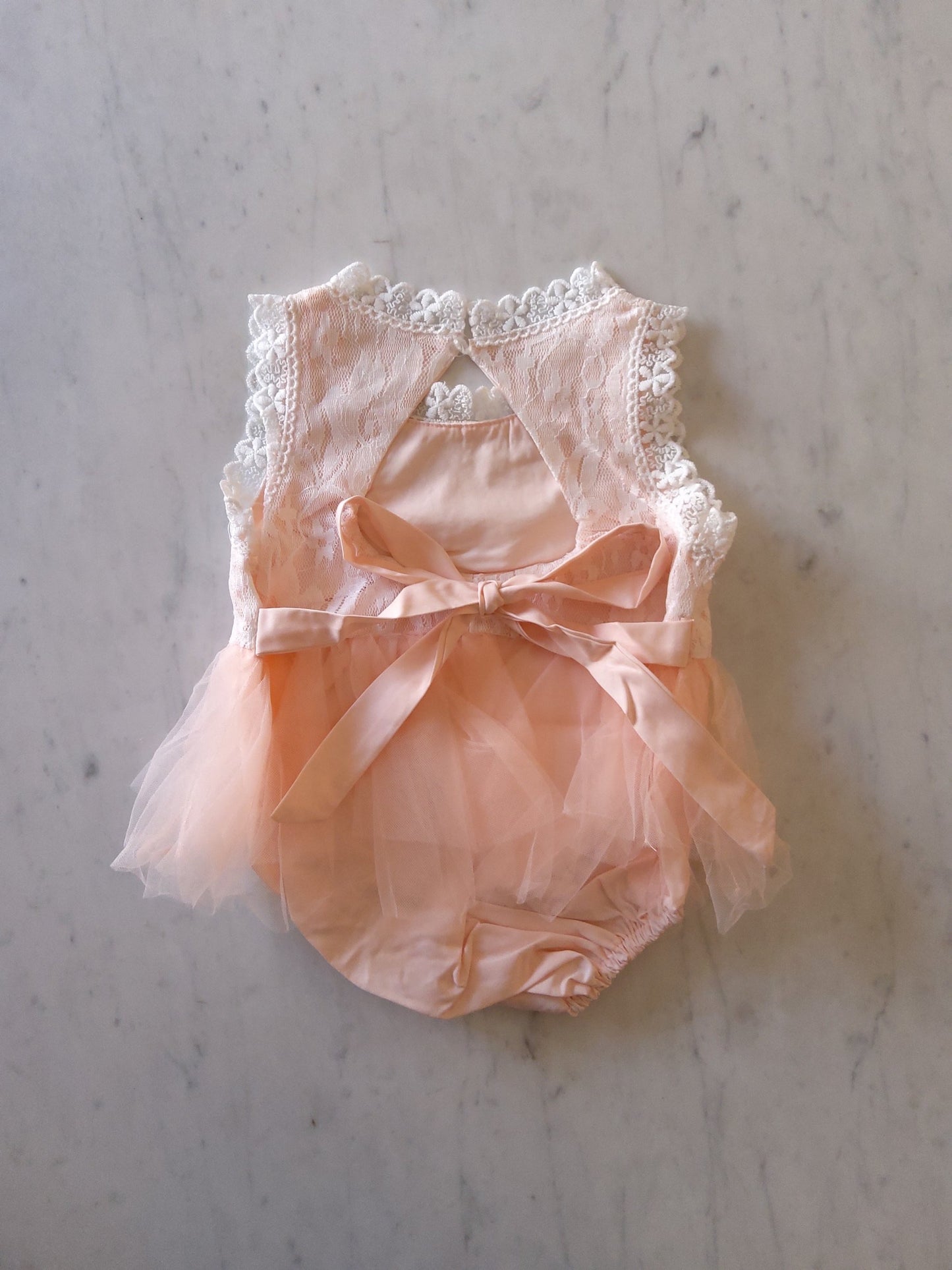 Peach Lace & Tulle Romper