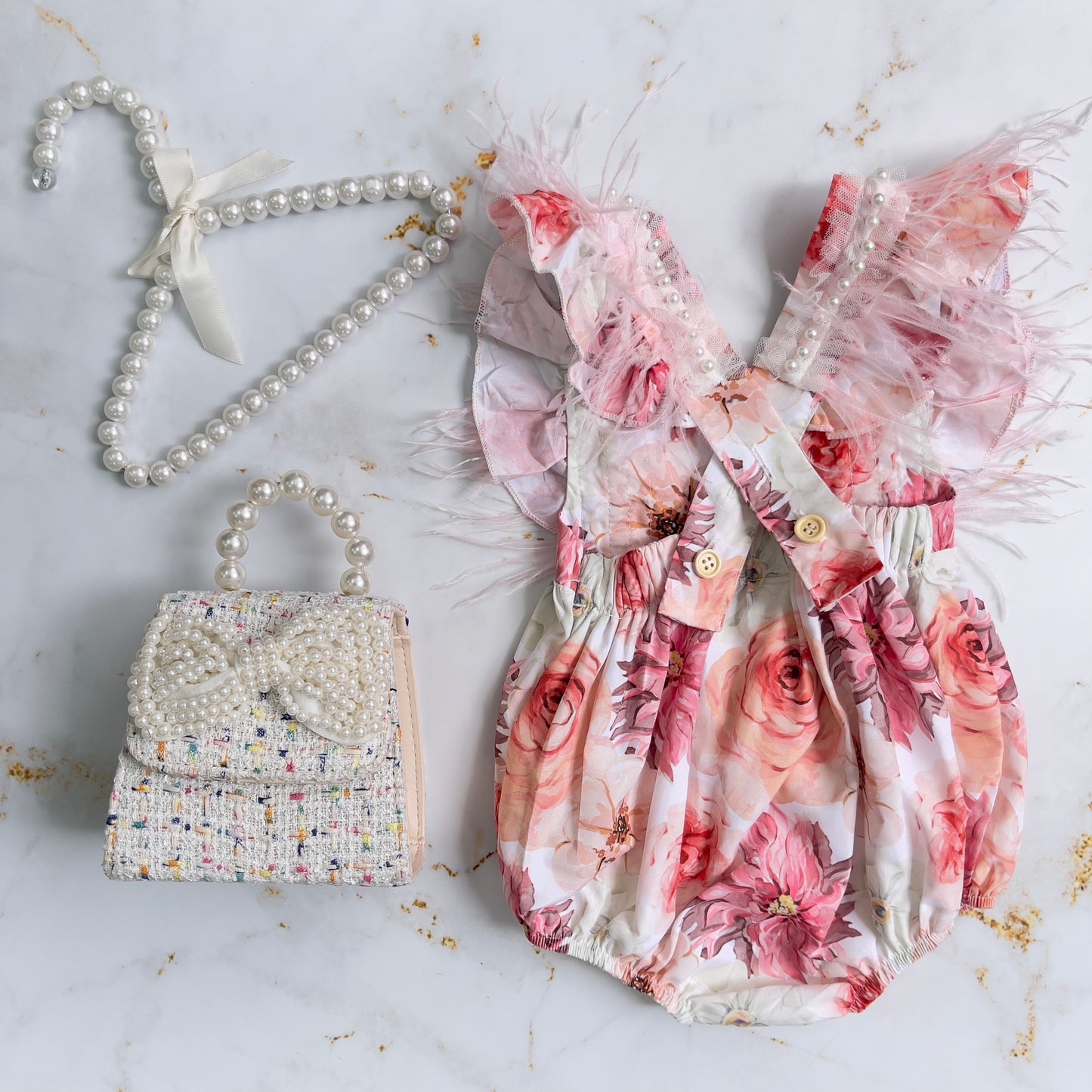 Floral Coral Romper