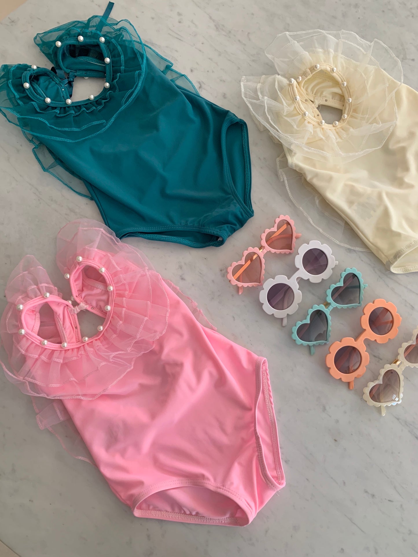 Pearl Ruffle Swimming Costume