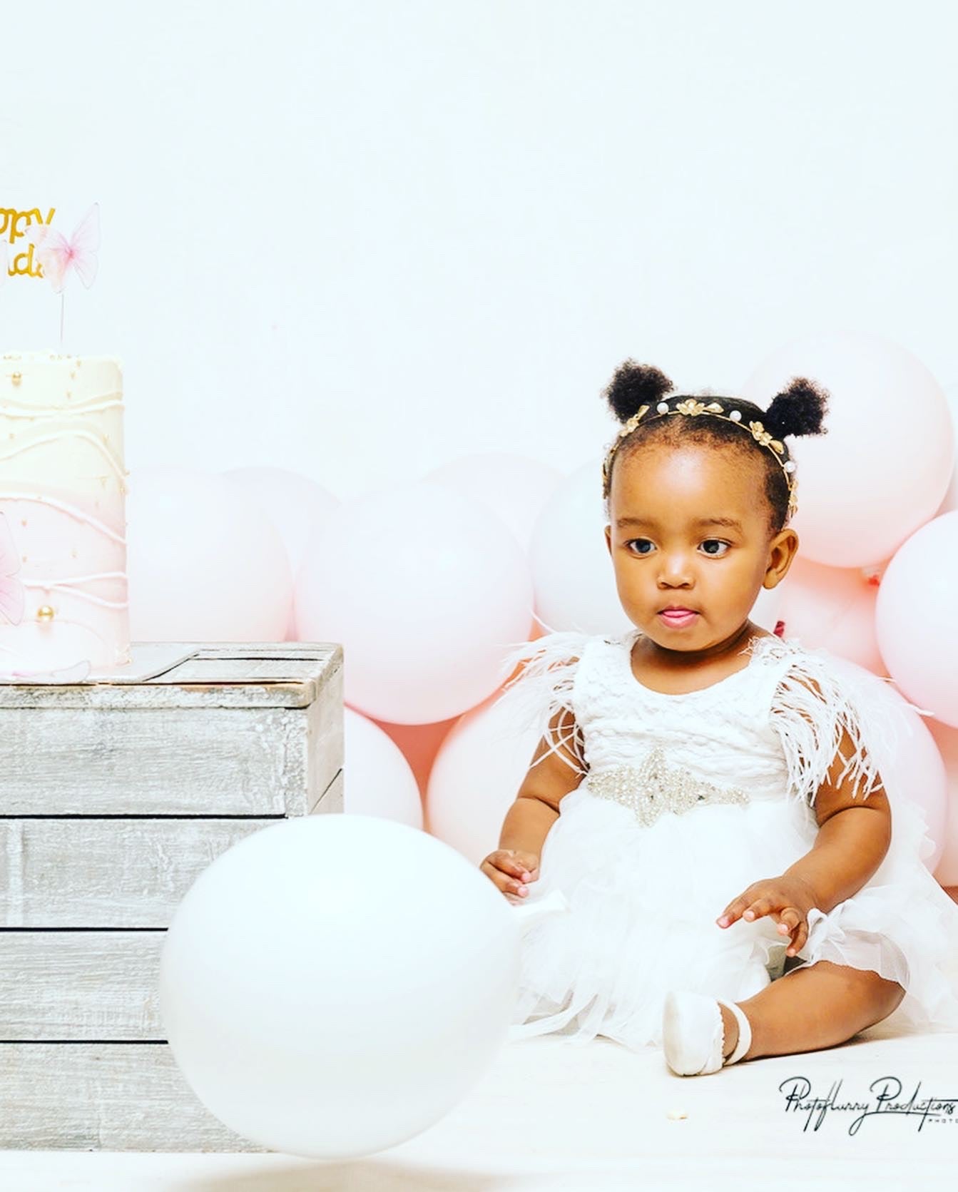 White tulle feather dress