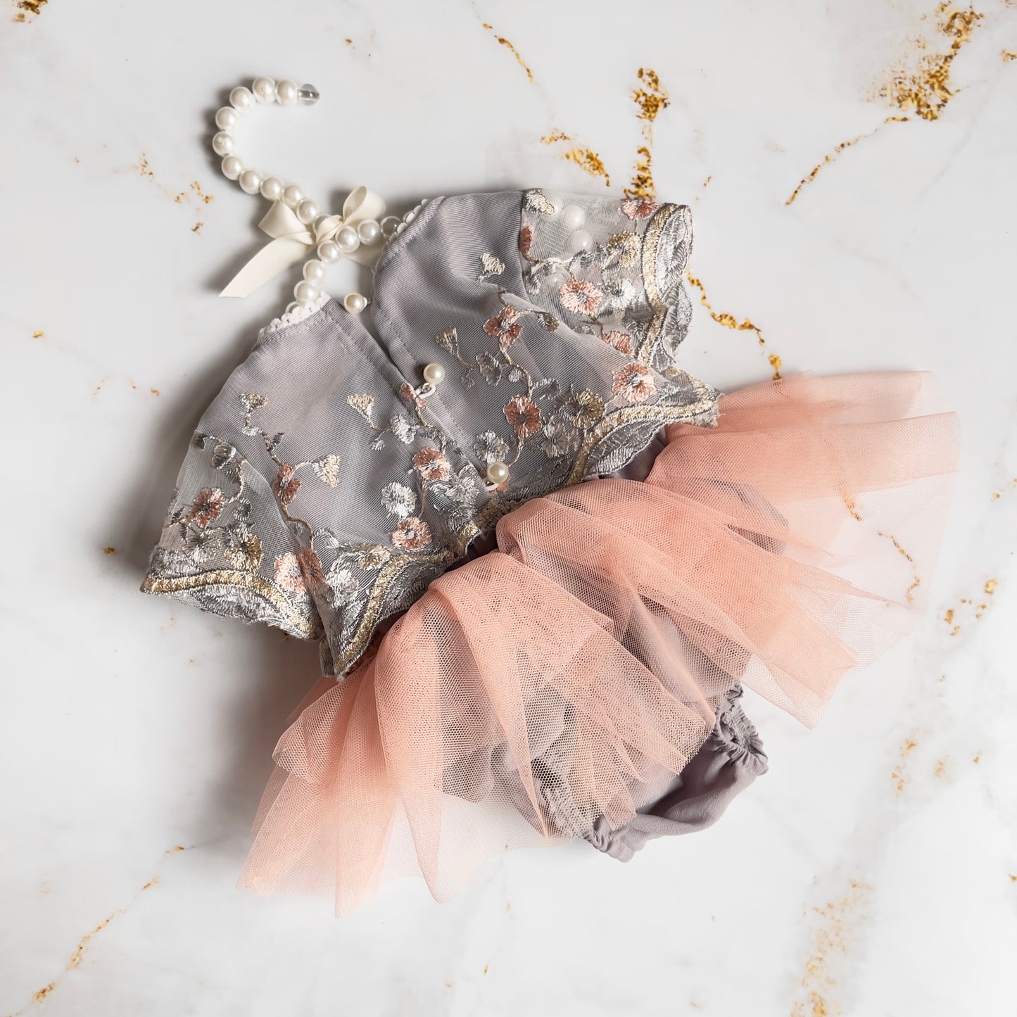 Peach & Grey tutu romper