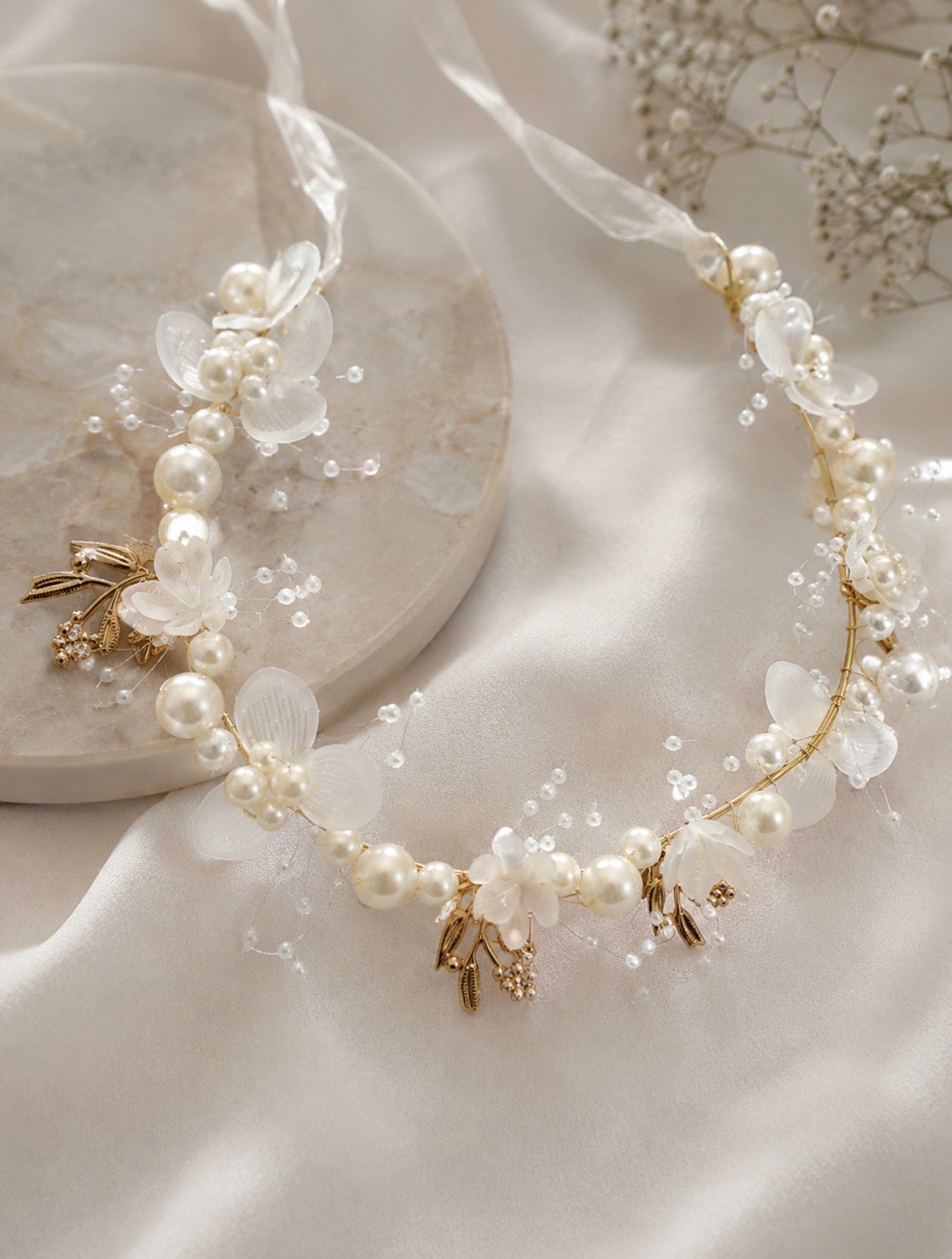 Pearl Flower Crown (White/Pink/Blue/Red)