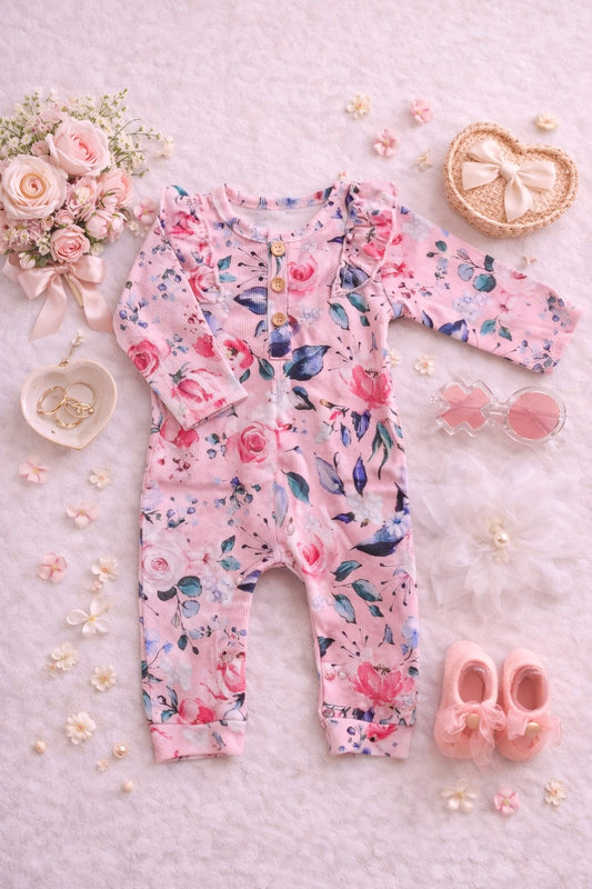 Pink Floral Onesie