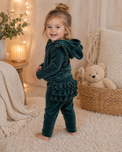 Plush Velvet Bear Hoody Set