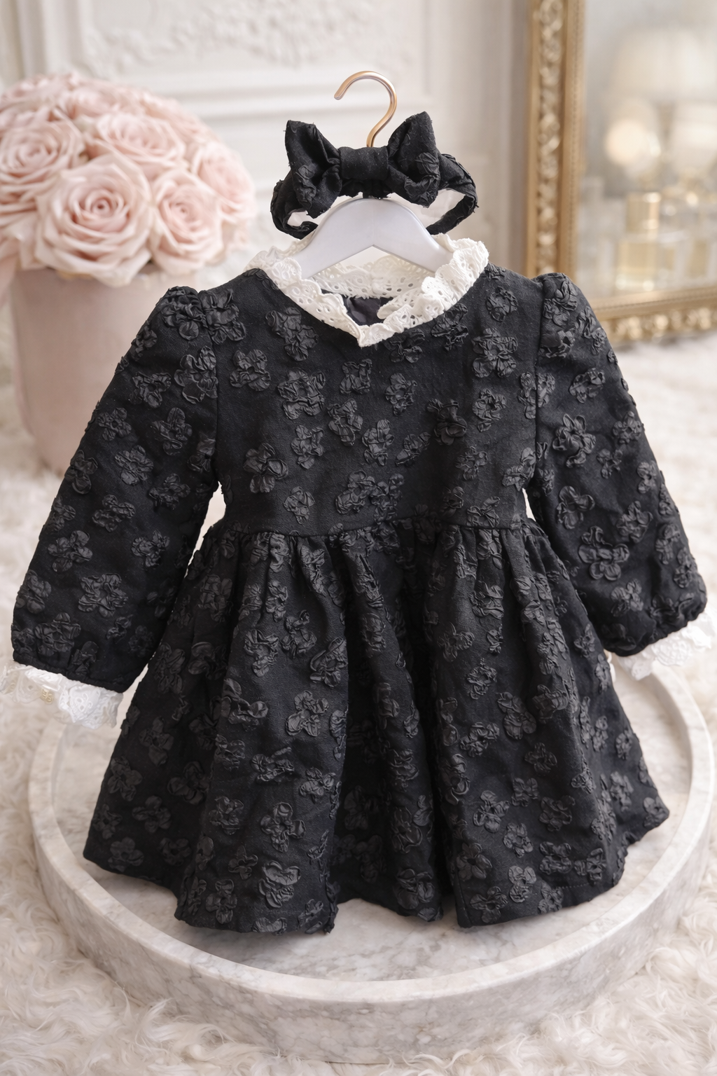 Midnight Heirloom Dress + headband