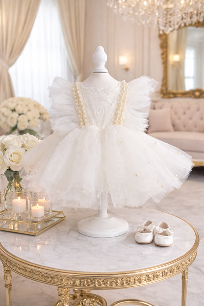 Sleeveless White Pearl Dress