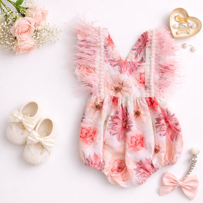 Floral Coral Romper