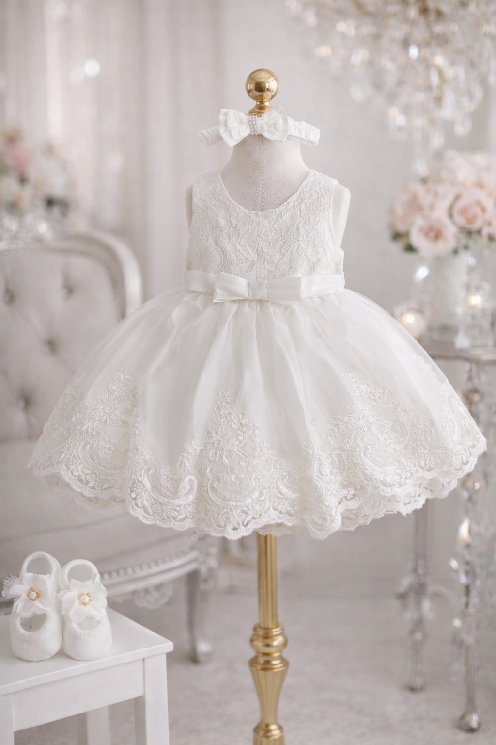 White Bow Dress + Headband