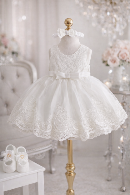 White Bow Dress + Headband