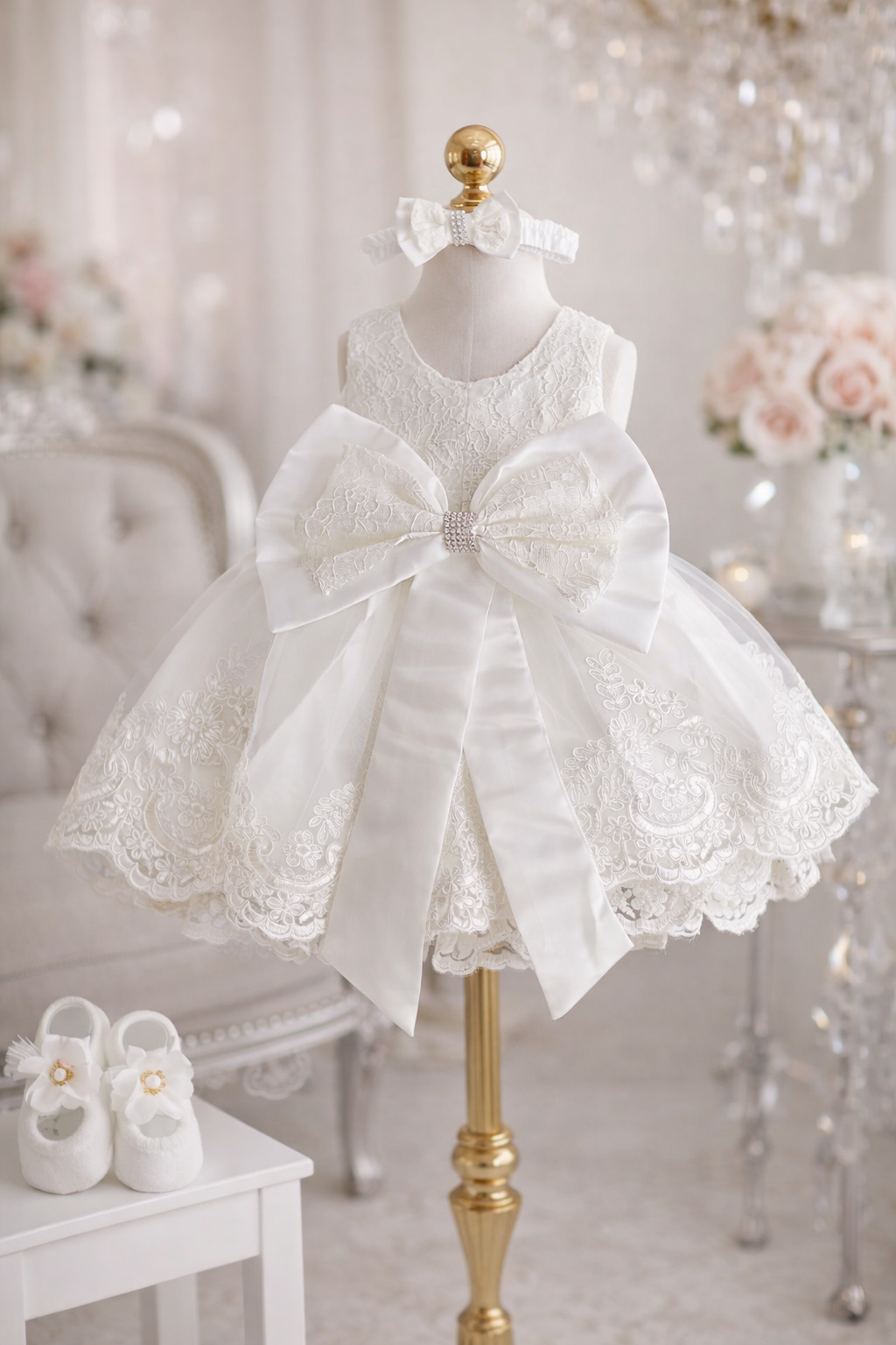 White Bow Dress + Headband