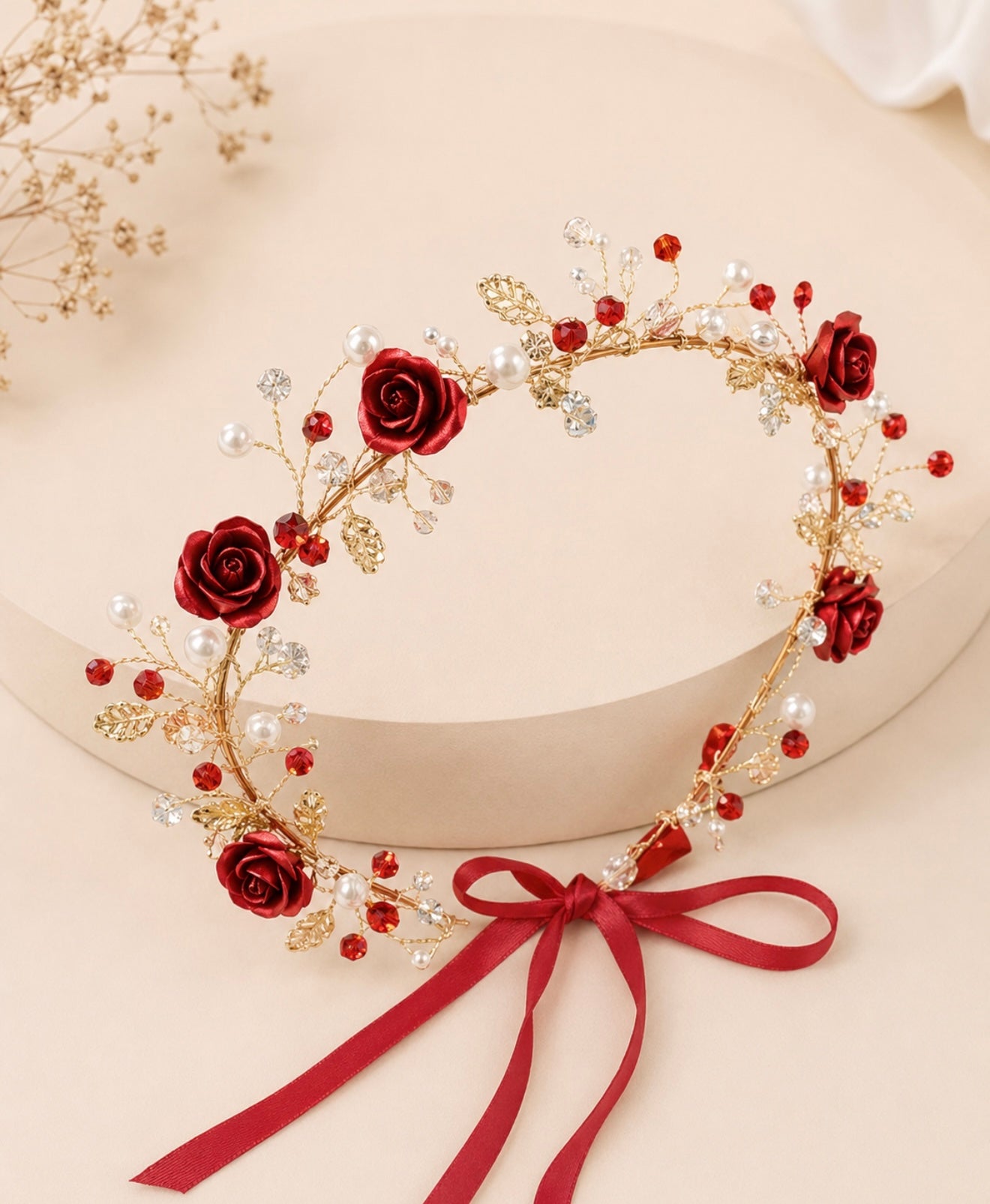 Pearl Flower Crown (White/Pink/Blue/Red)