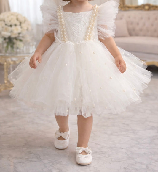 Sleeveless White Pearl Dress