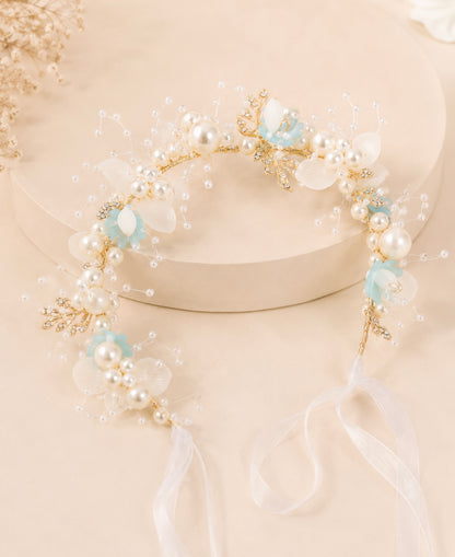 Pearl Flower Crown (White/Pink/Blue/Red)