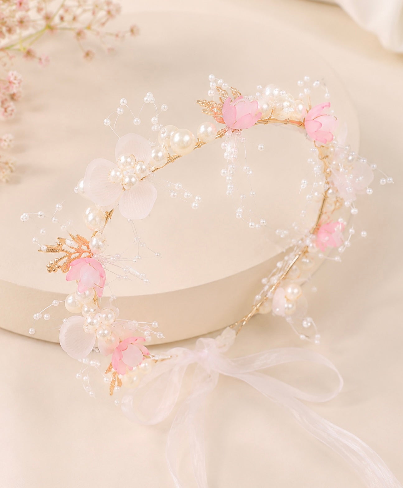 Pearl Flower Crown (White/Pink/Blue/Red)