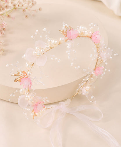 Pearl Flower Crown (White/Pink/Blue/Red)