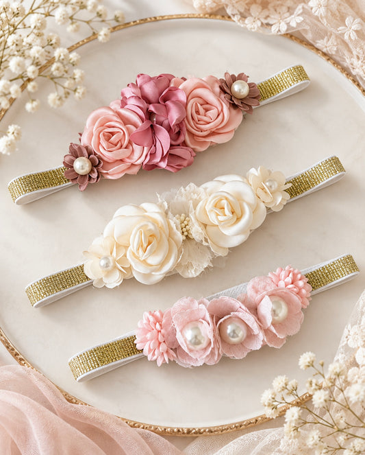 Petal & Pearl Floral Headband Set