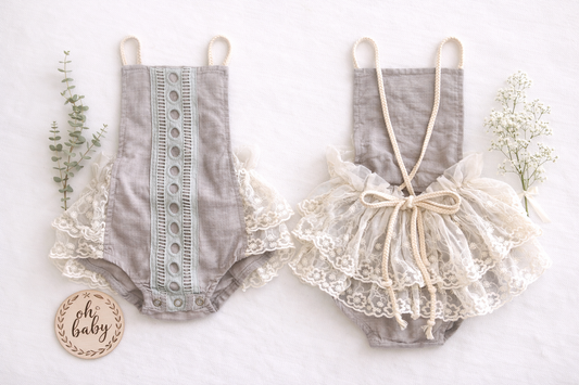 Grey & Cream Boho Romper