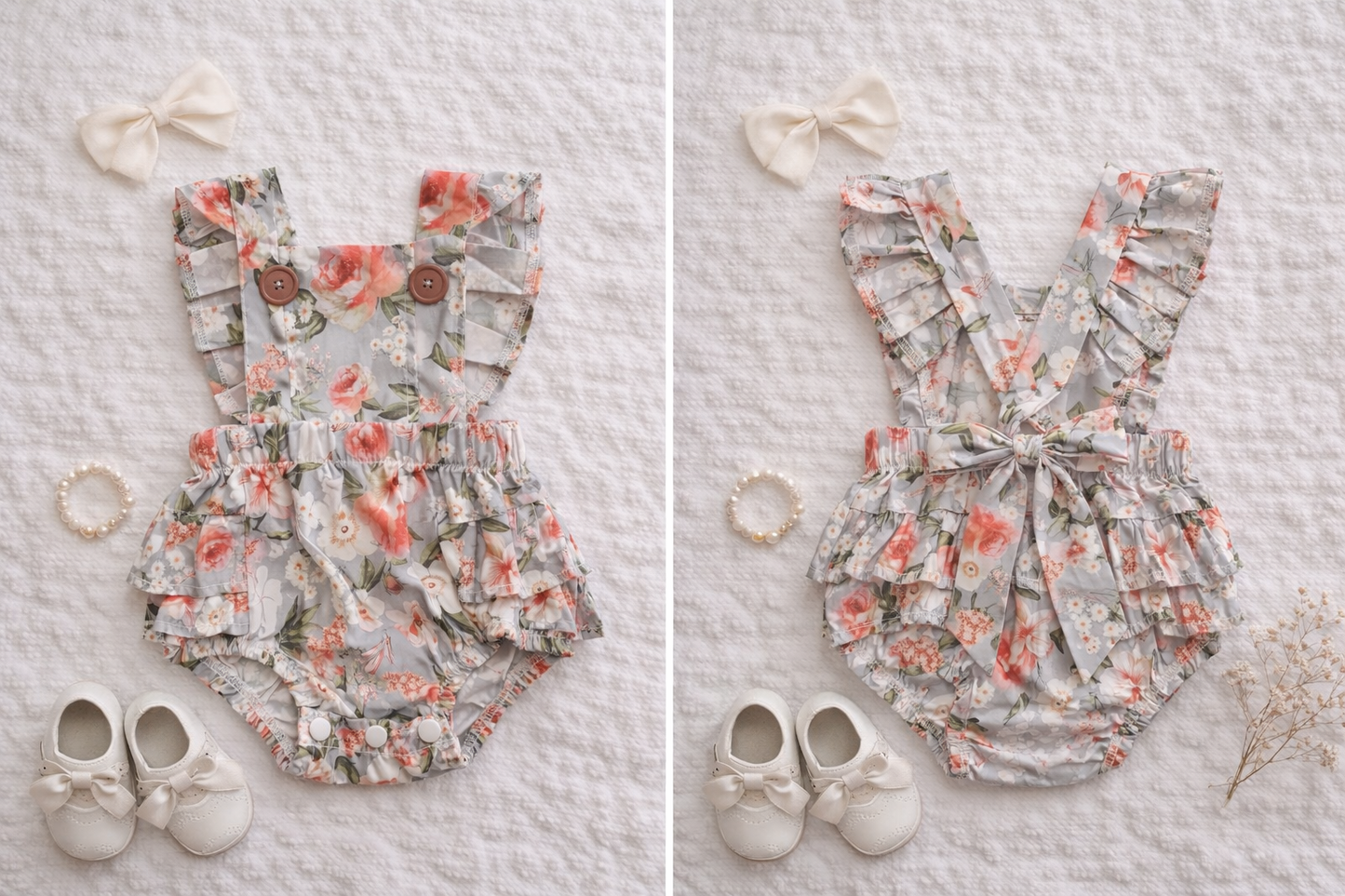 Grey Floral Romper