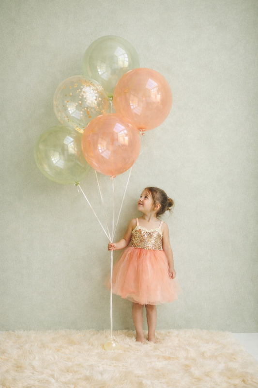 Gold Sequins Dress (Coral & Cream)