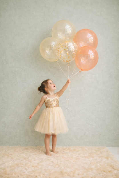 Gold Sequins Dress (Coral & Cream)