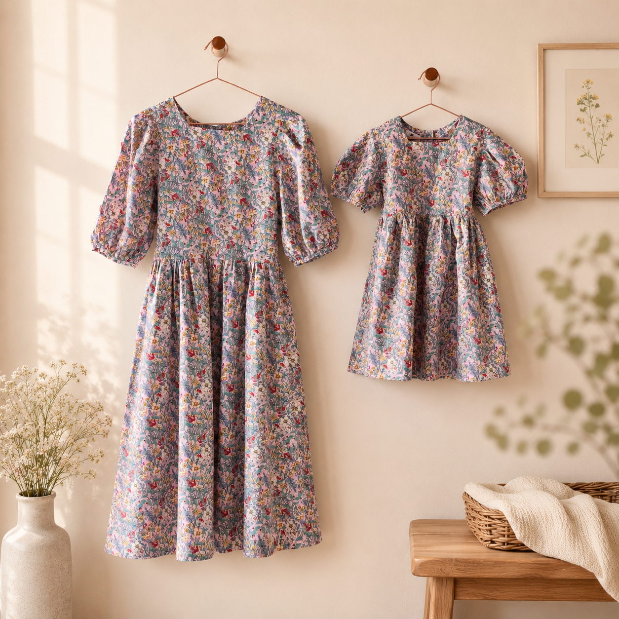 Floral Mom & Me Dress (Pink & Lemon)