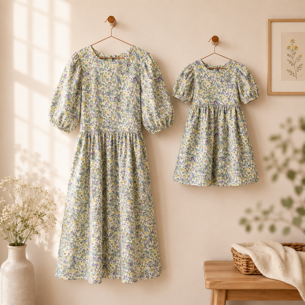 Floral Mom & Me Dress (Pink & Lemon)