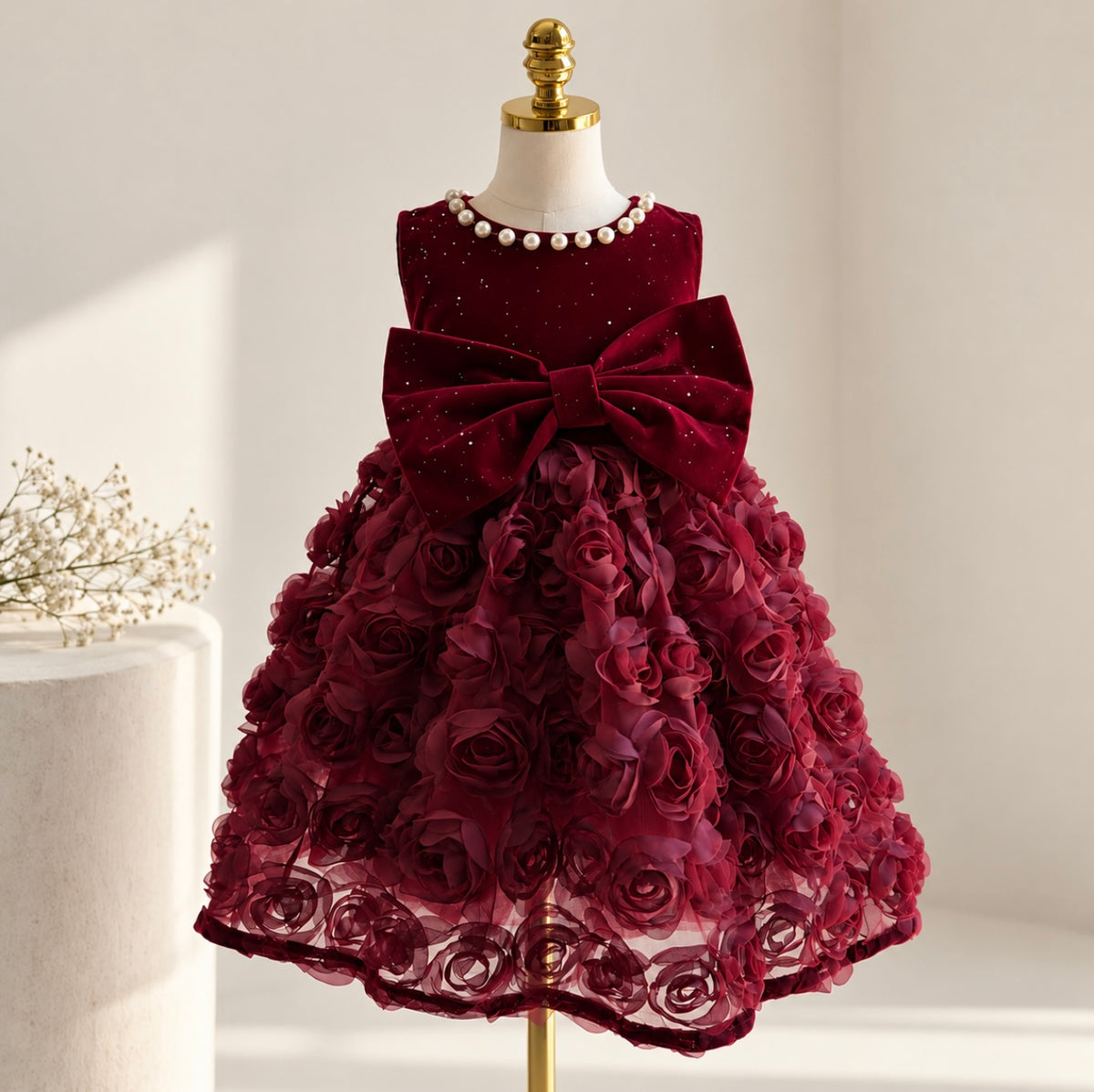 Burgundy Rose Dress