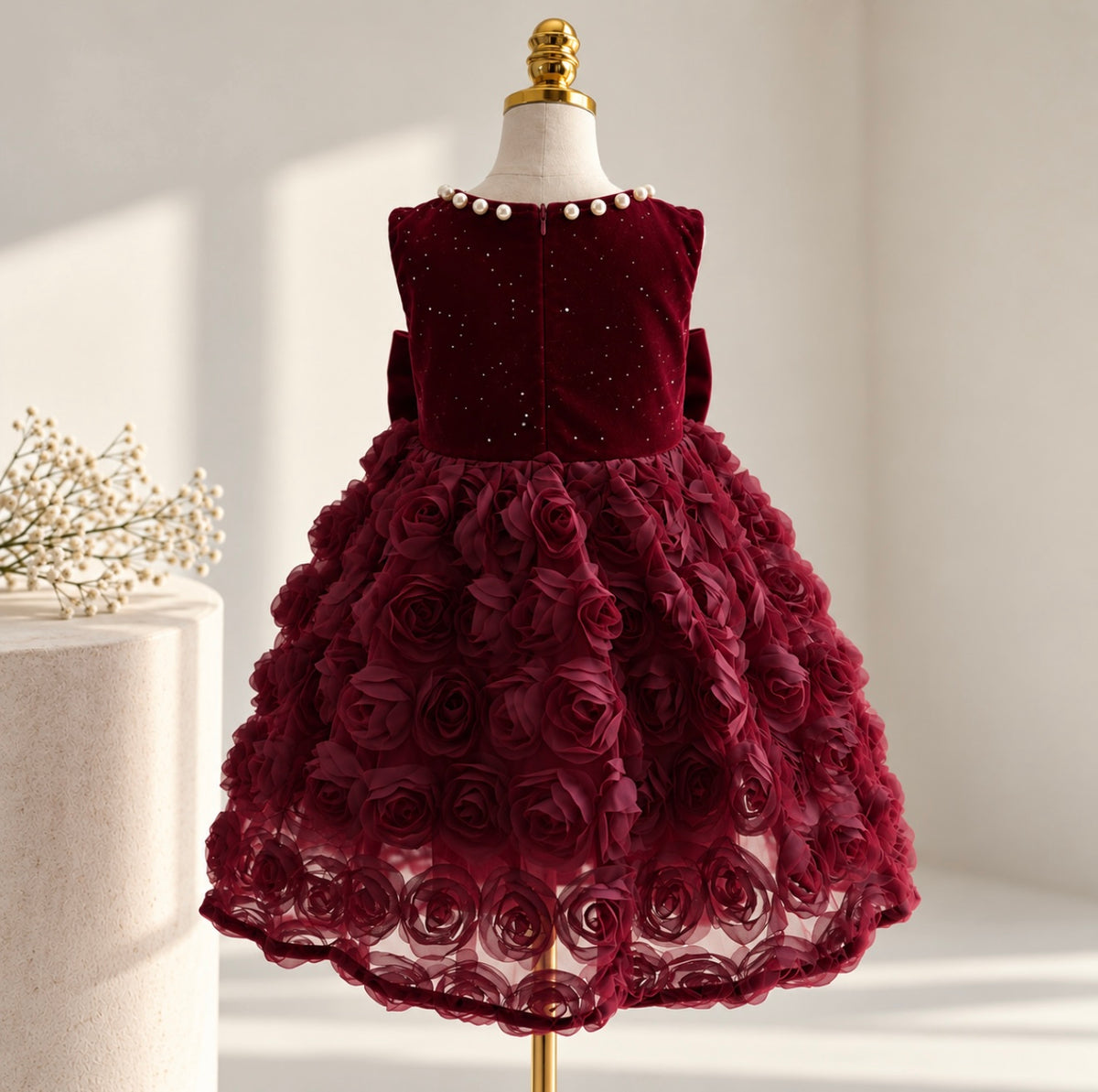 Burgundy Rose Dress