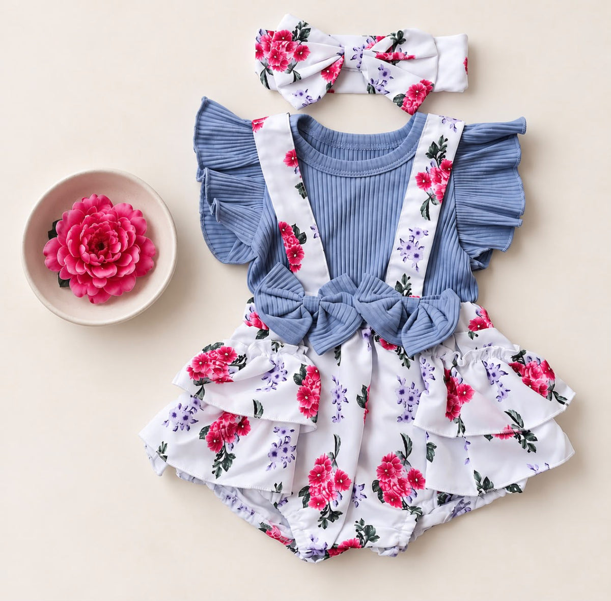 Lavender Grey Romper + Headband