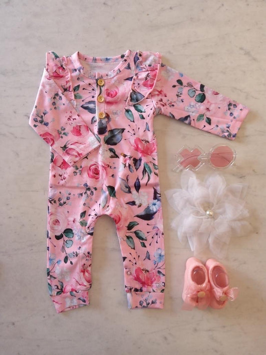 Pink Floral Onesie