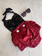Load image into Gallery viewer, Black and Maroon Sequins Romper