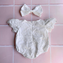 Load image into Gallery viewer, Snow Lace Romper + Headband
