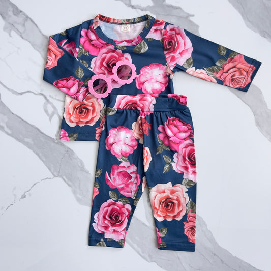 L/S Navy Floral Set